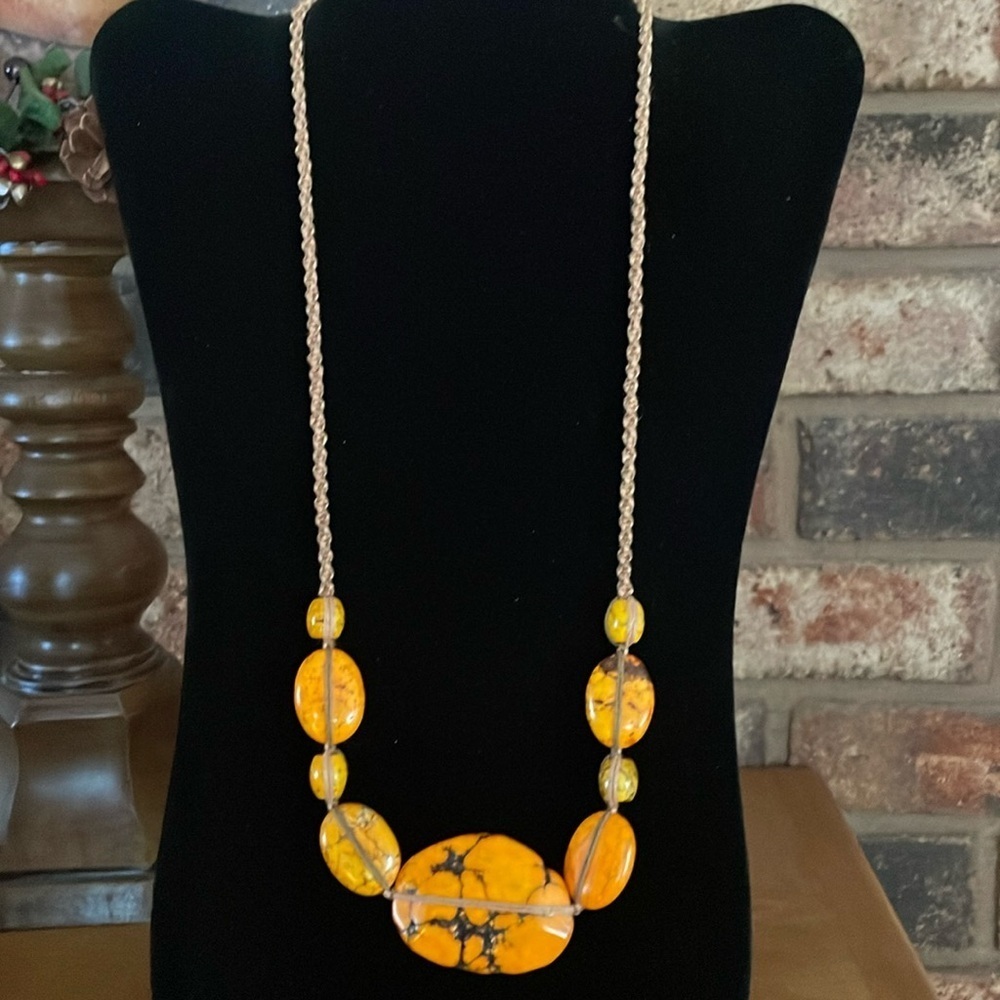 Chan Luu Orange Turquoise Rare stone necklace